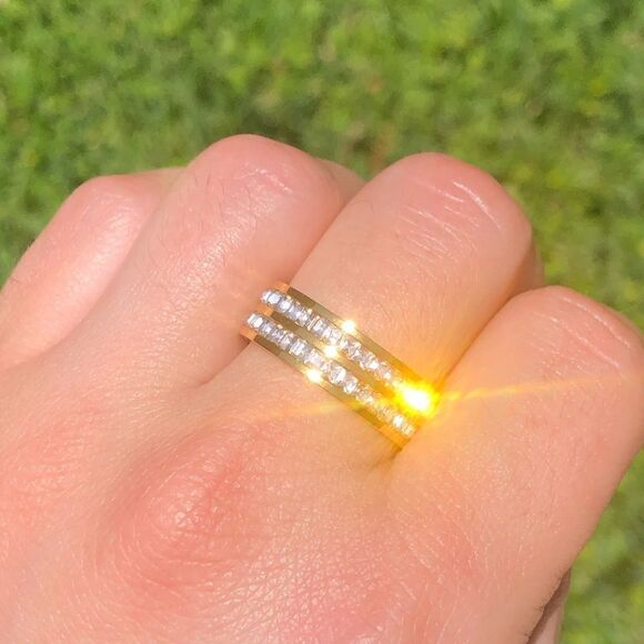 New! “Chelsea” Stainless Steel Studded Crystal Ring - Picture 5 of 6